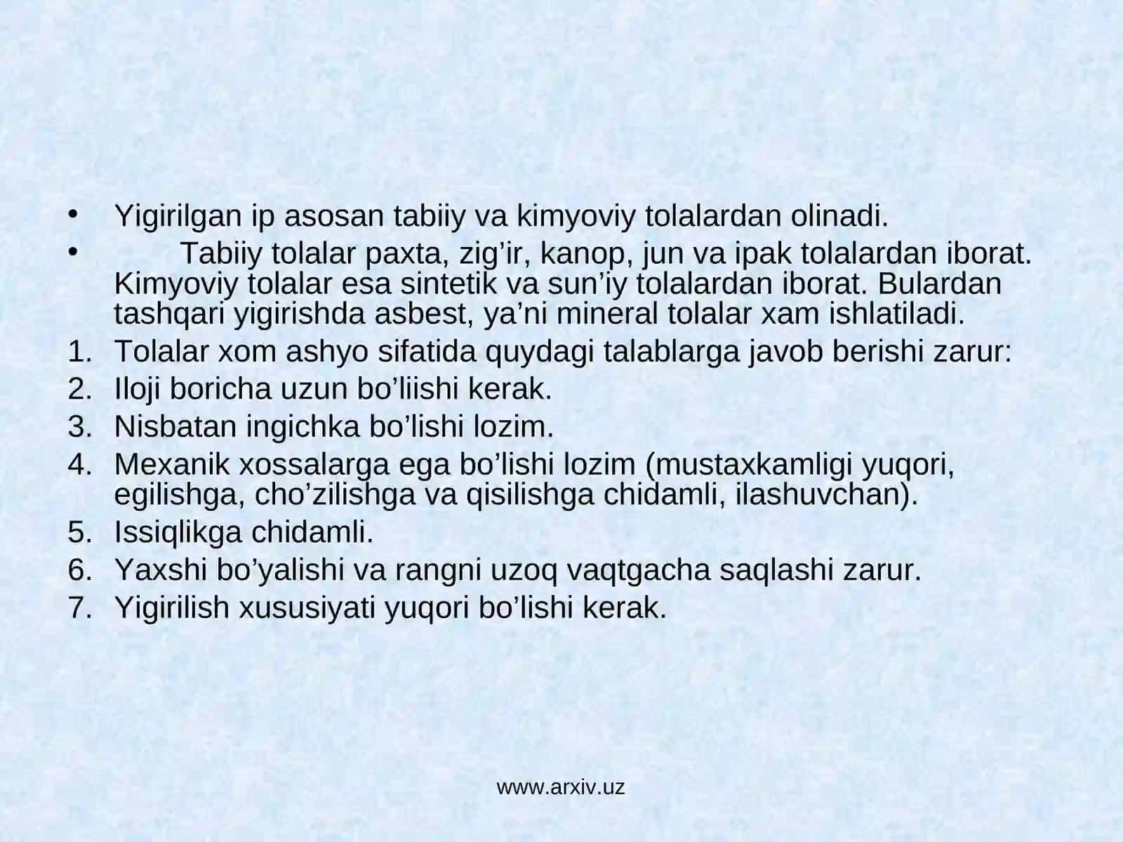 Paxta tolalasinitexnologik xususiyatlari 3