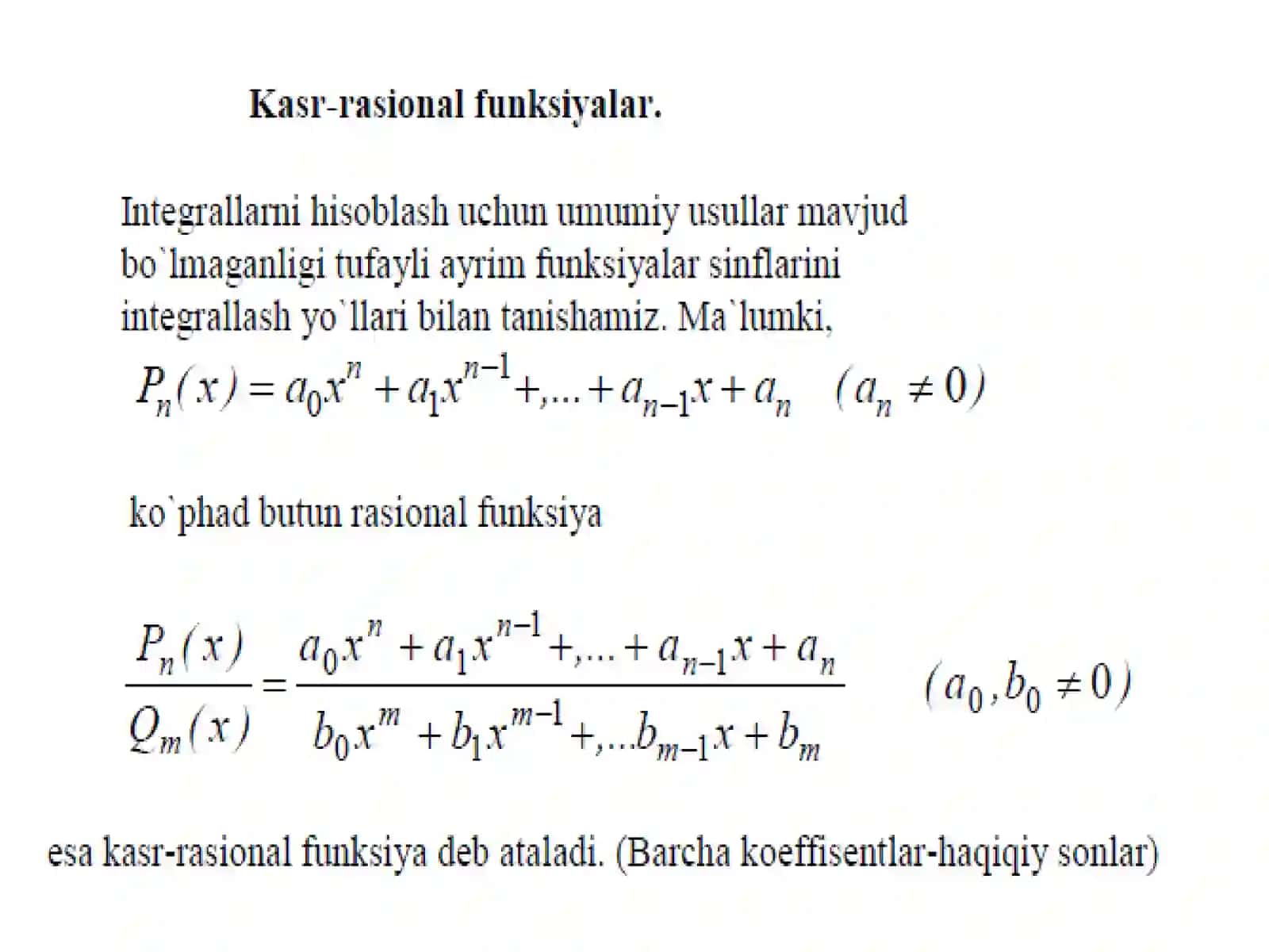 O'quv modul 3 - Ratsional funktsiyalarni integrallash 3