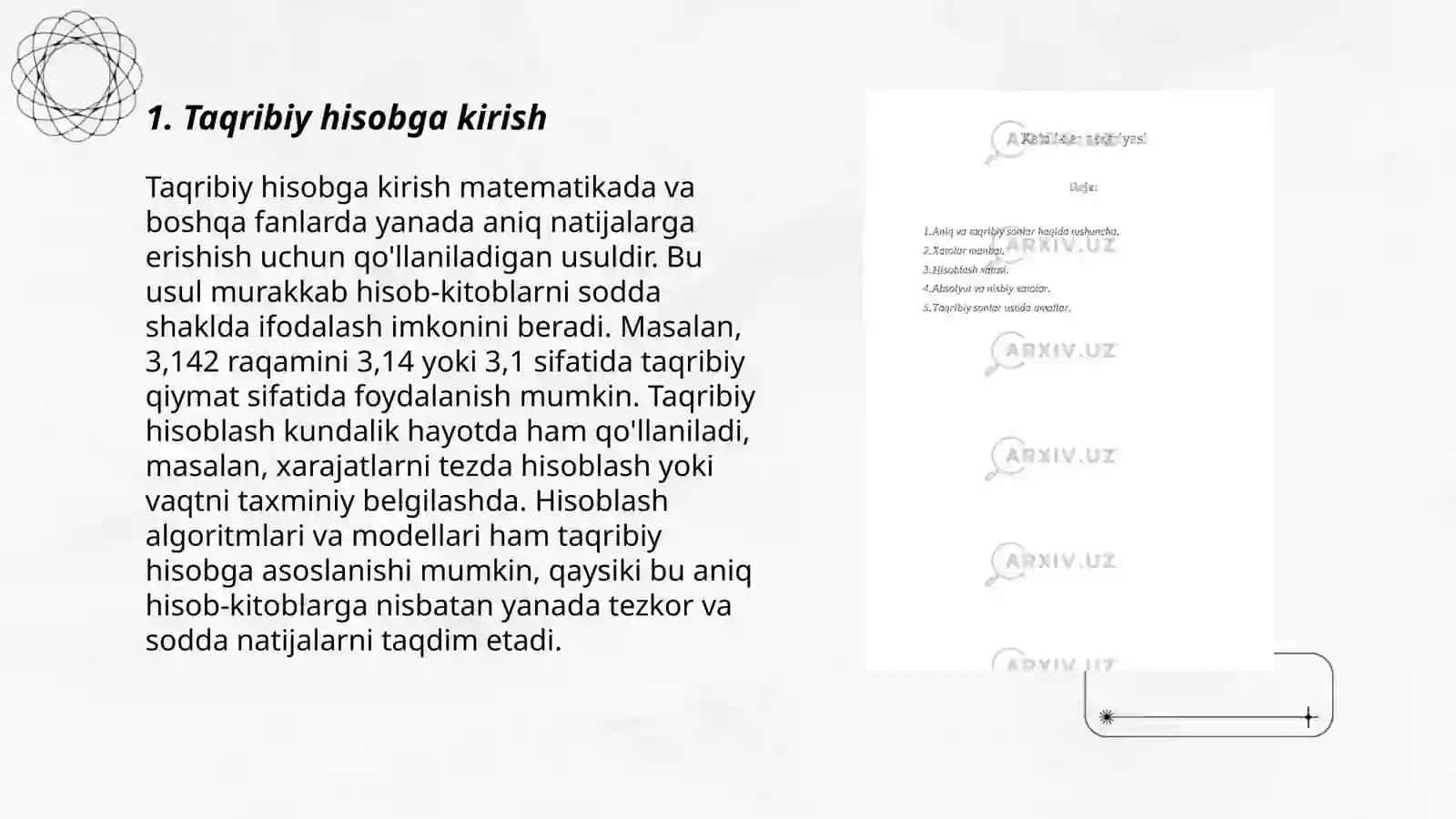 Taqribiy hisobga kirish 3