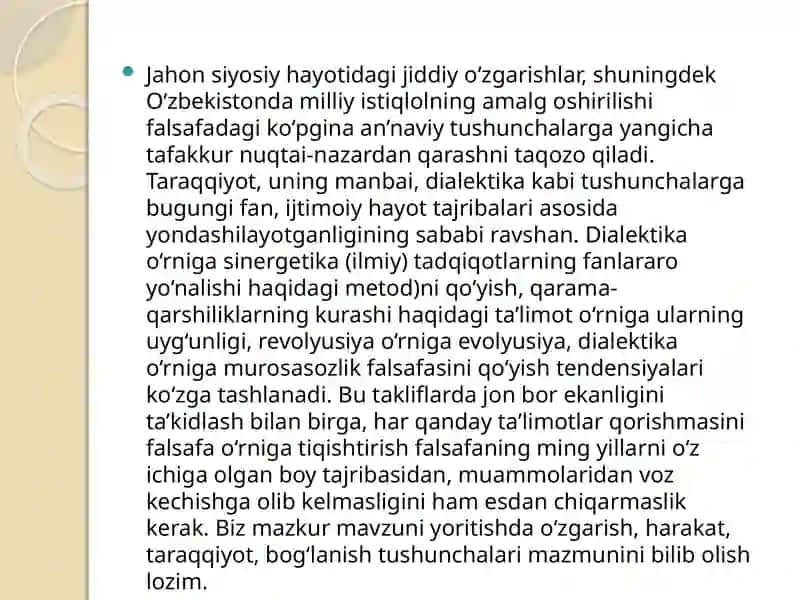 FALSAFANING RIVOJLANISH NAZARIYASI.DIALEKTIKA 3