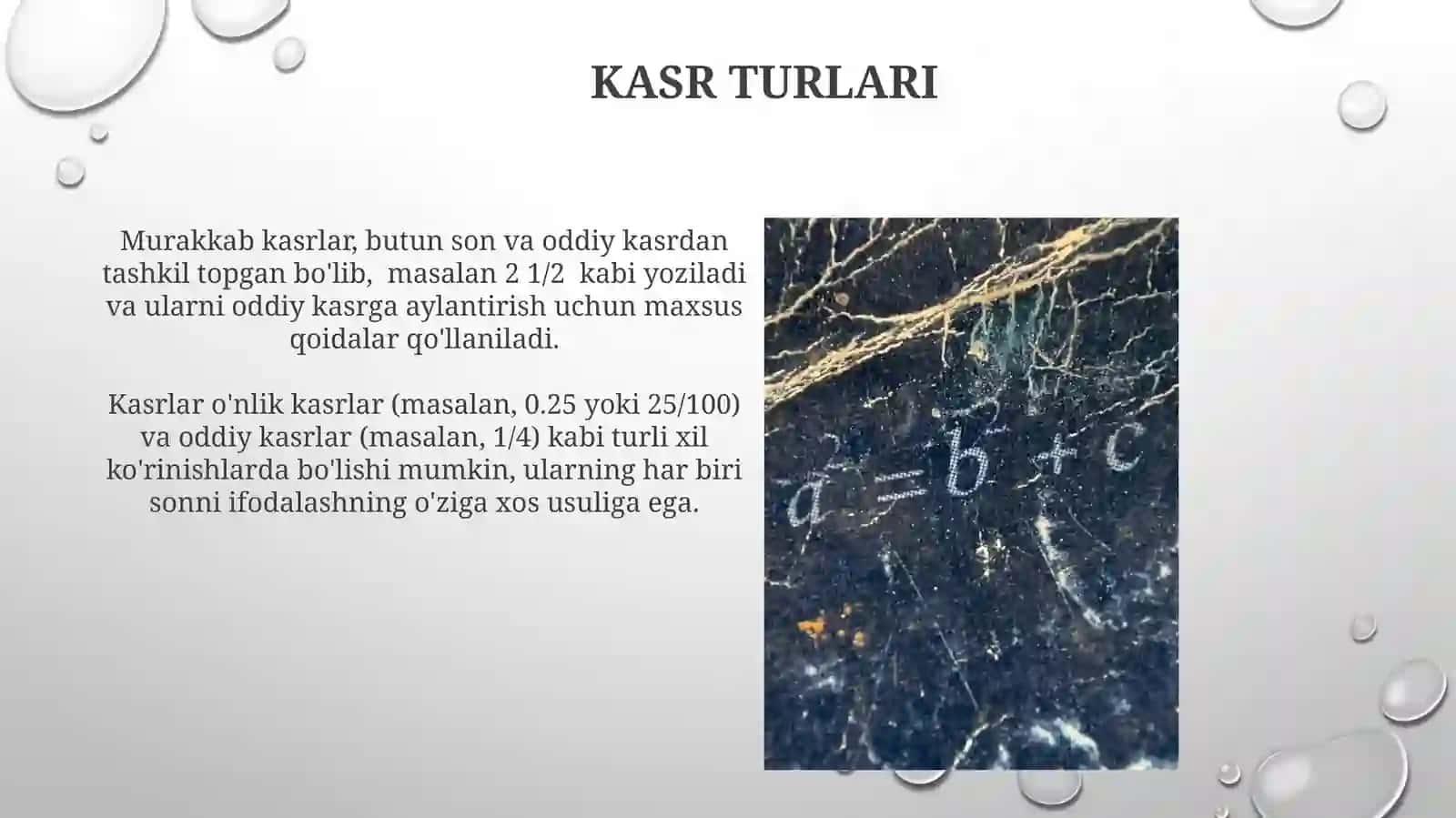Butunning kasrini topish 3