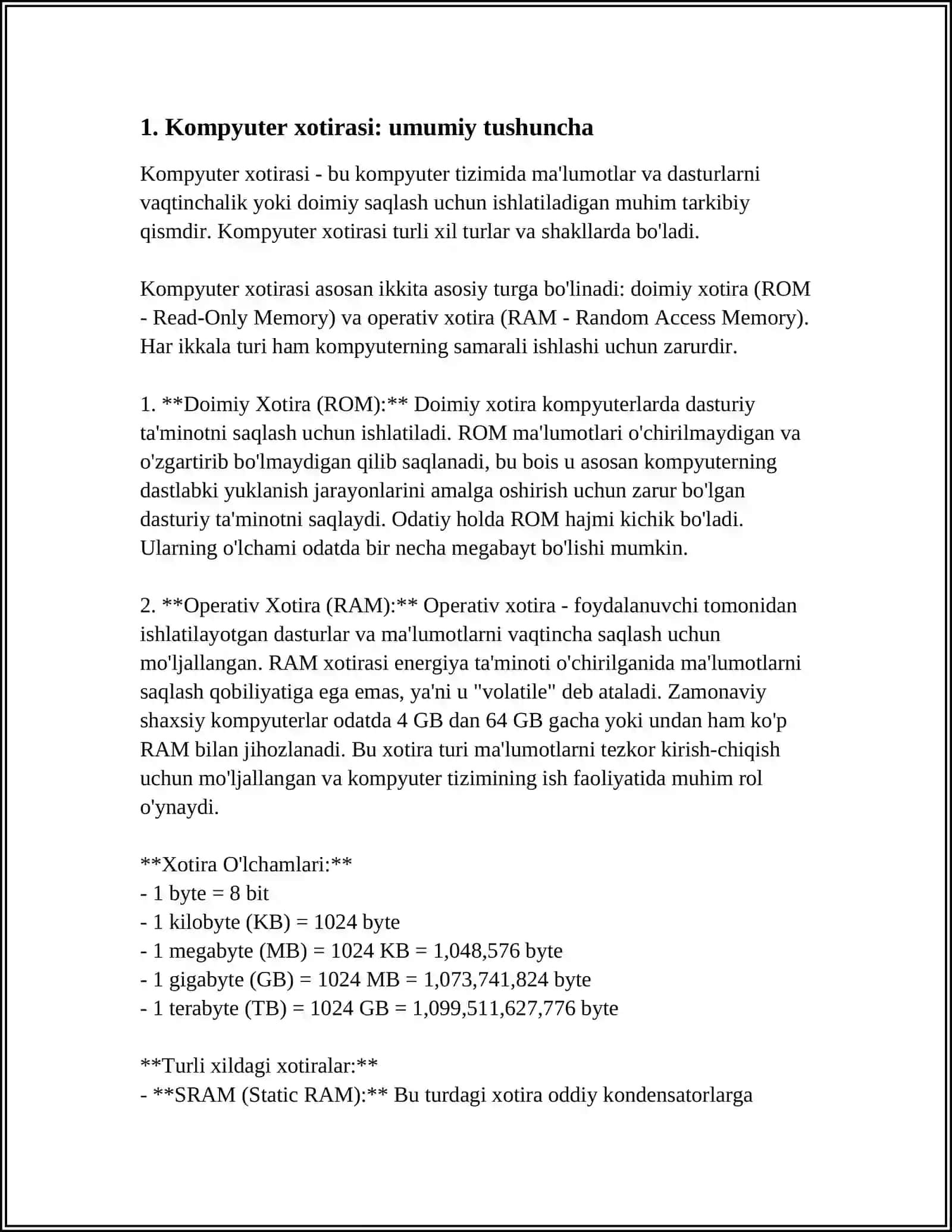 Kompyuterning Xotirasi va Uning Turlari 3