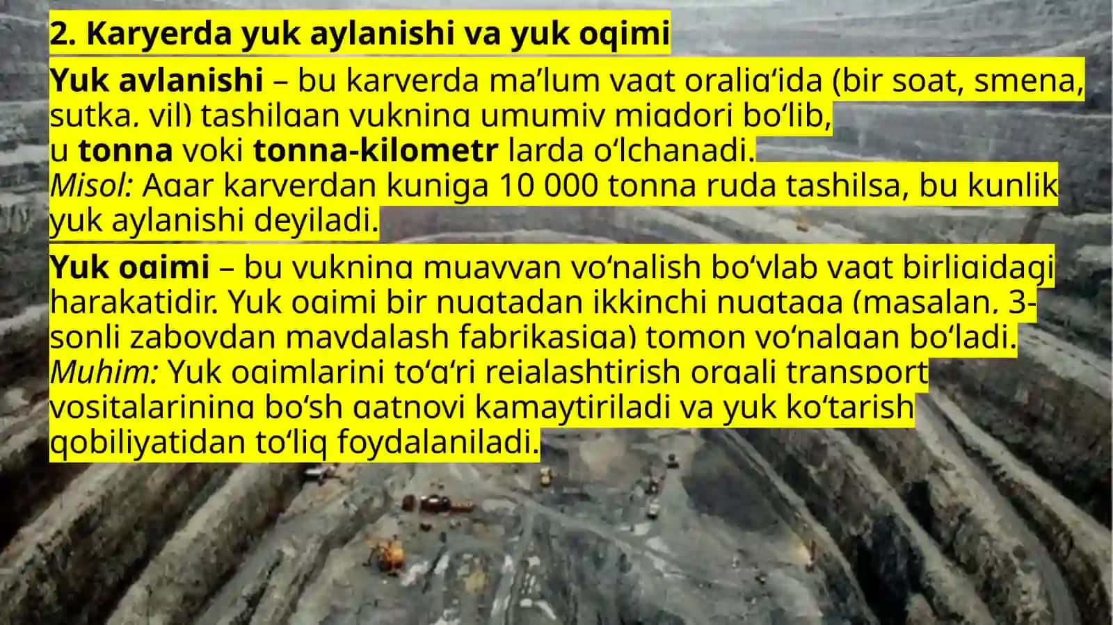 KARYER TRANSPORTI ISHINING ASOSIY JIHATLARI 3