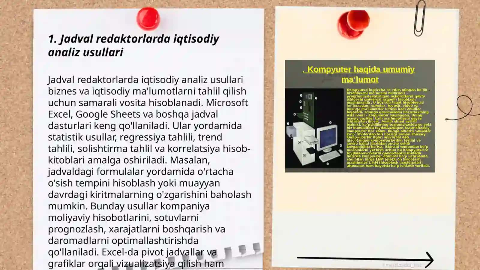 Jadval redaktorlarda iqtisodiy analiz usullari 3