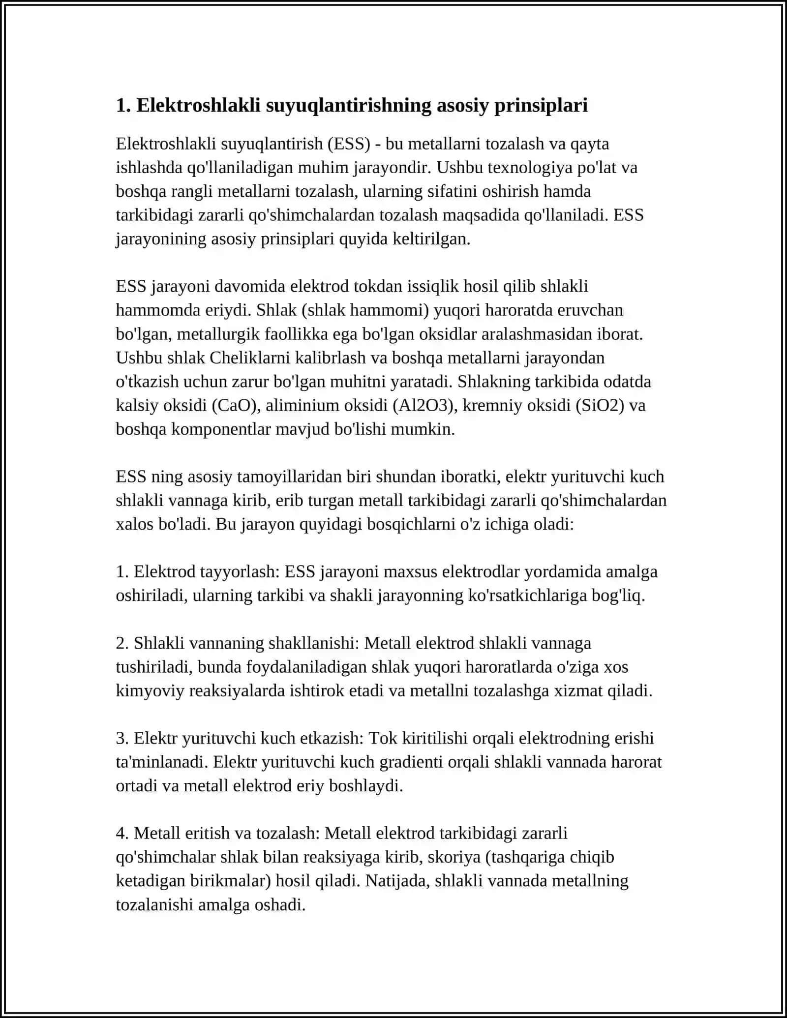 ELEKTROSHLAKLI SUYUQLANTIRISH (ЭШП) 3