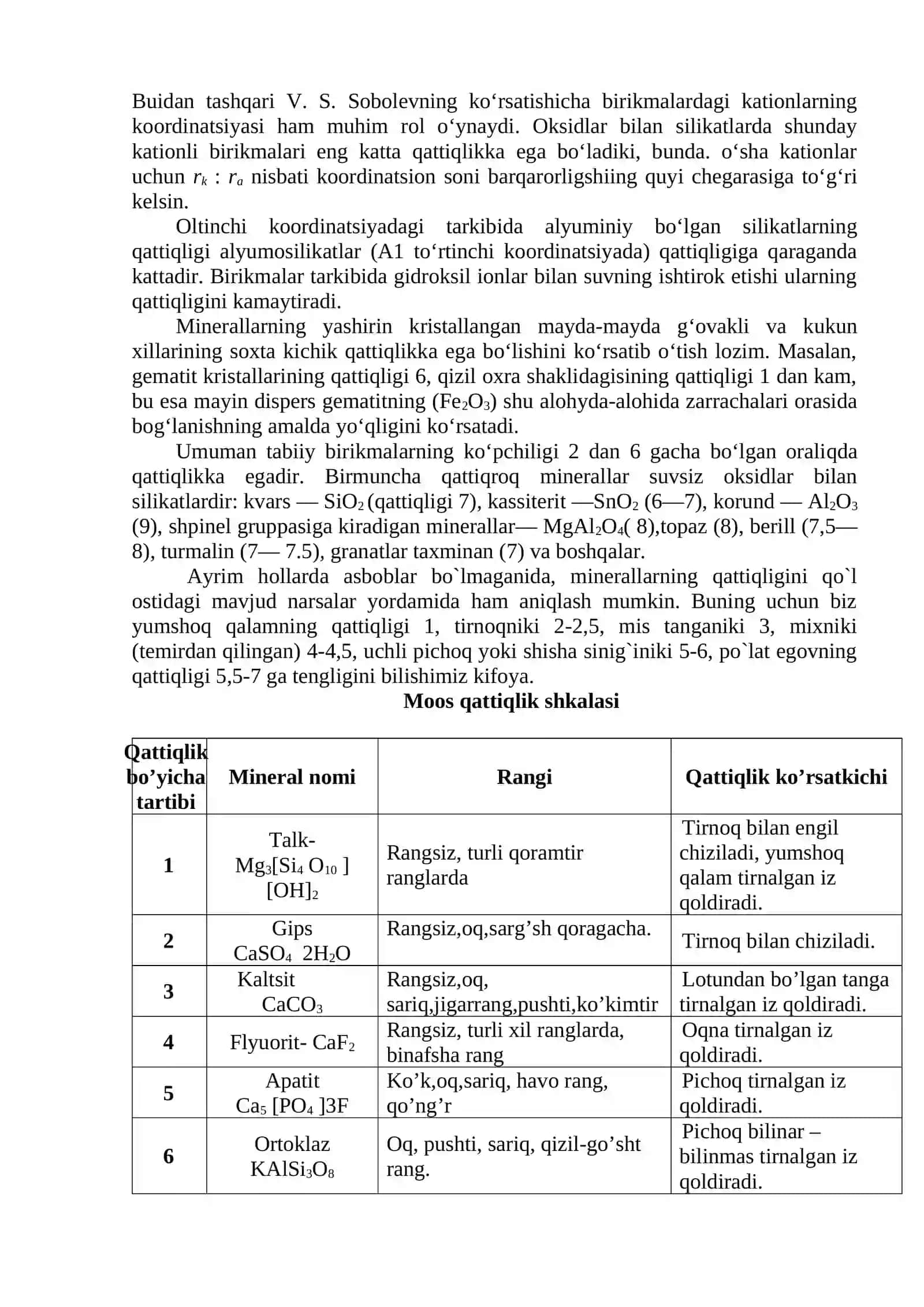 Minerallarning fizik-kimyoviy xususiyatlari 3