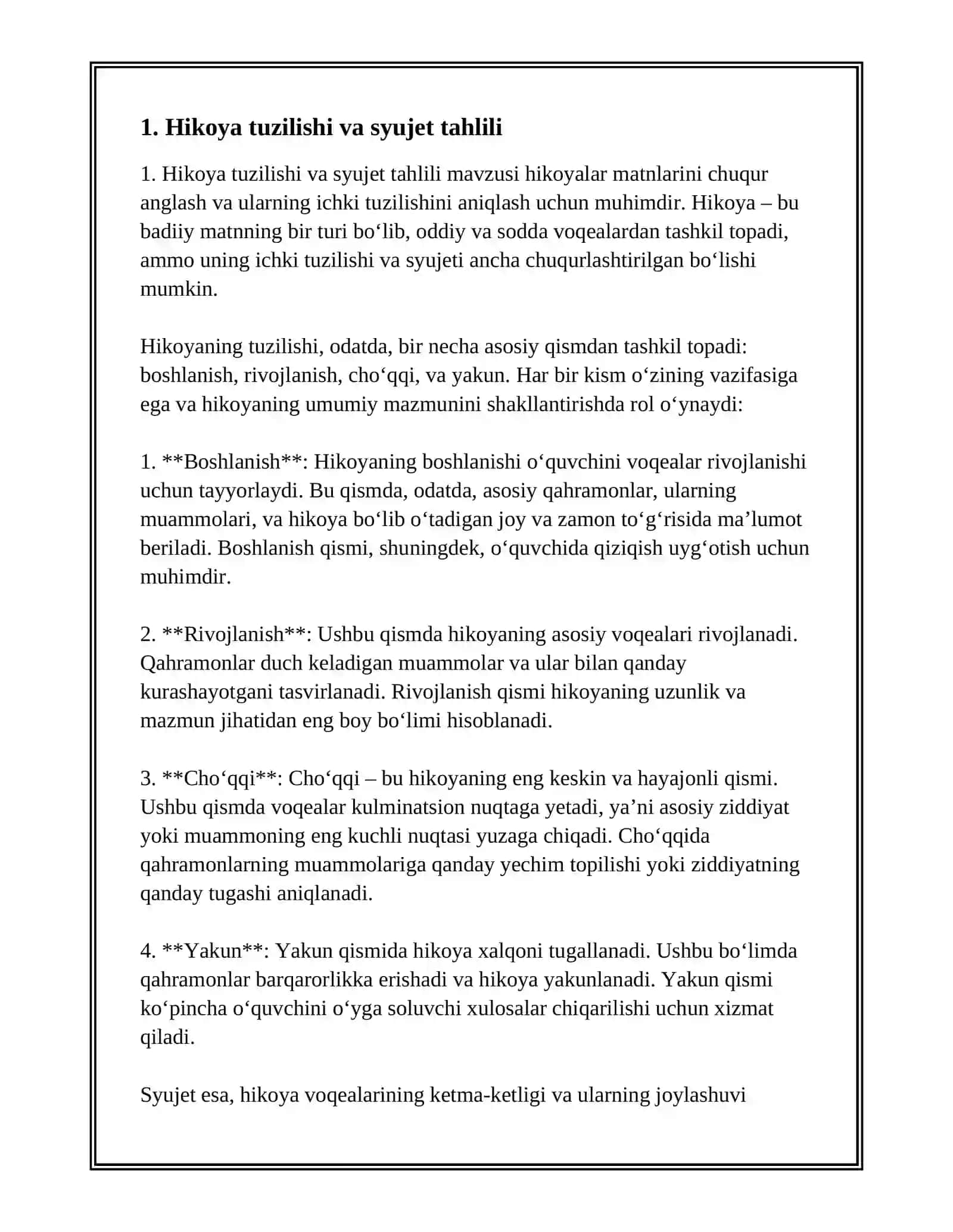 HIKOYATLAR MATNI USTIDA ISHLASH 3