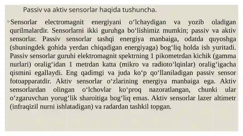 Passiv va aktiv sensorlar 3