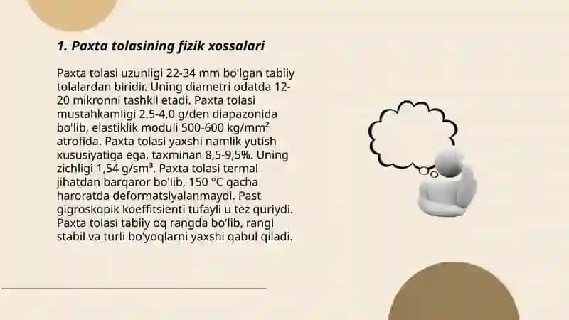 Paxta tolasining xossa xususiyatlari 3