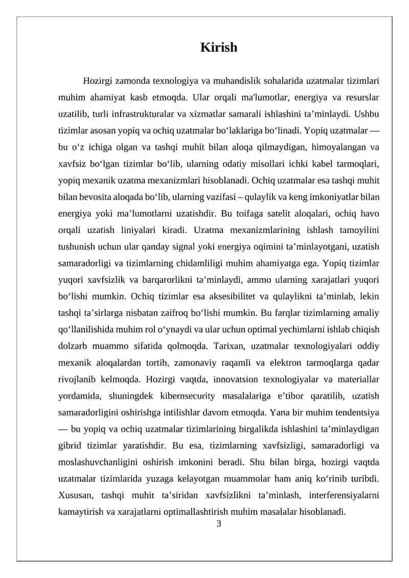 Yopiq va ochiq uzatmalar ishlash me'zoni 3