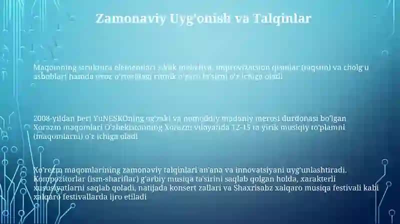 Xorazm Maqomi: Tarixiy Qisqacha Ma'lumot 3