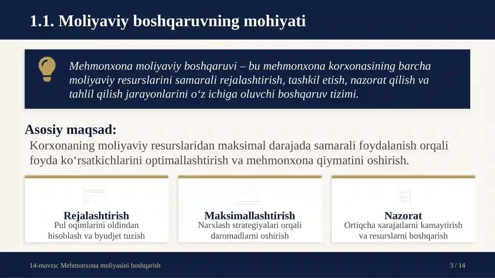 MEHMONXONA MOLIYASINI BOSHQARISH 3