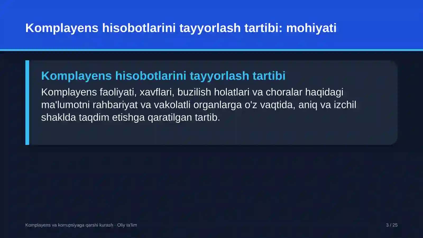xususiy universitetlarda komplayens hisobotlarini tayyorlash tartibi 7363 3