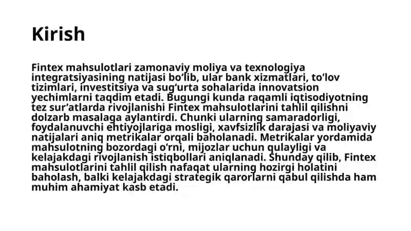 Fintex mahsuloti taxlil metirkalari 3