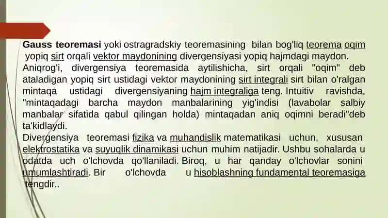 Ostragradskiy teoremasining tadbiqlari 3