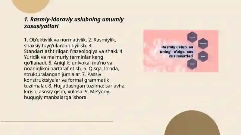 Rasmiy-idoraviy uslub xususiyatlari 3
