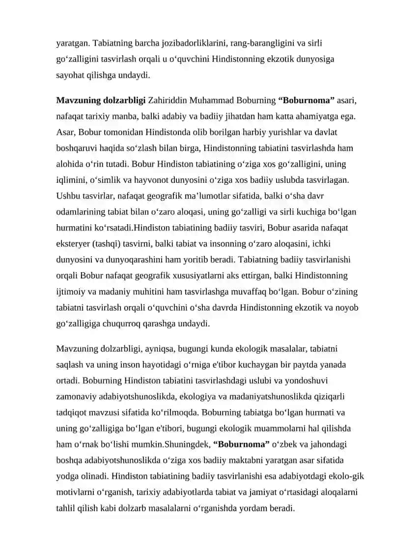 " " Boburnoma"da Hindiston tabiatining badiiy tasviri” 3