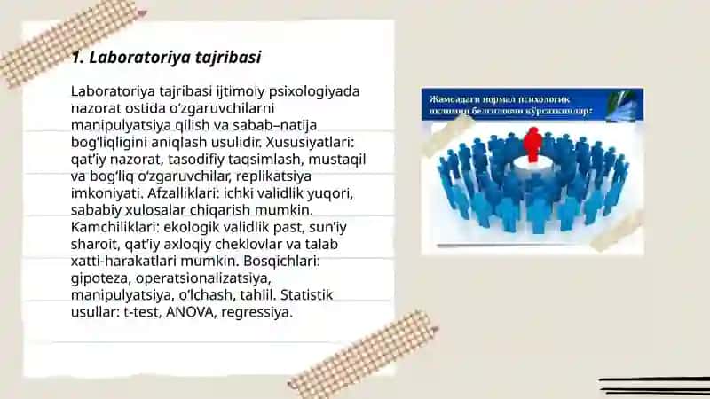 Ijtimoiy psixologiyaning asosiy metodlari. 3
