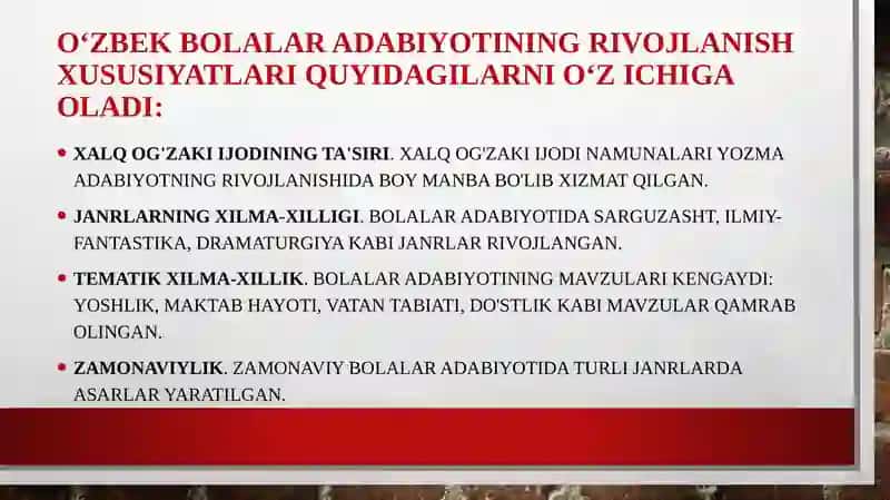 O‘zbek  bolalar adabiyotining shakllanishi 3