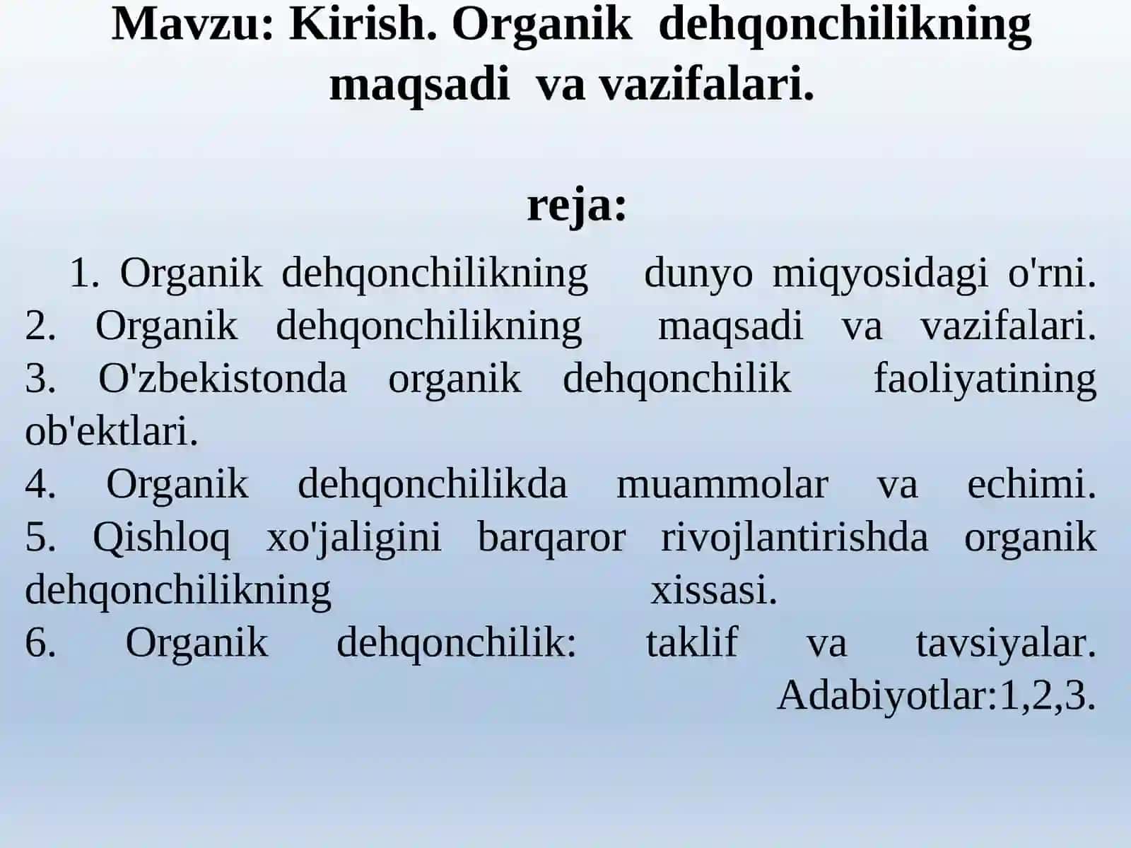 ORGANIK DEHQONCHILIK VA MELIORATSIYA 3