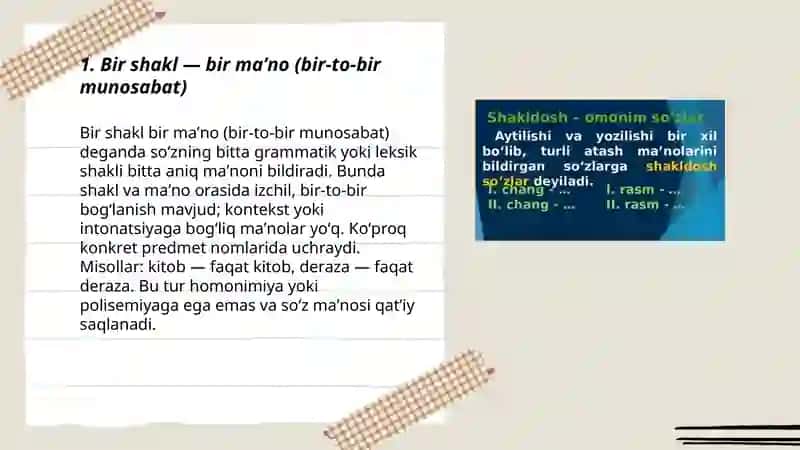 Soʻzlarning shakl va maʼno munosabatiga koʻra turlari 3