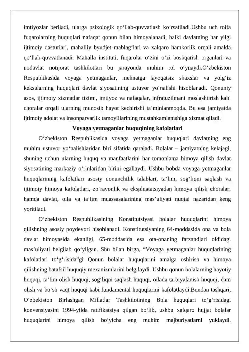 Voyaga yetmaganlar huquqining kafolatlari 3