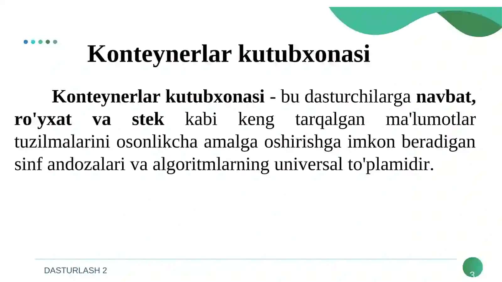 Konteynerlar kutubxonasi 3