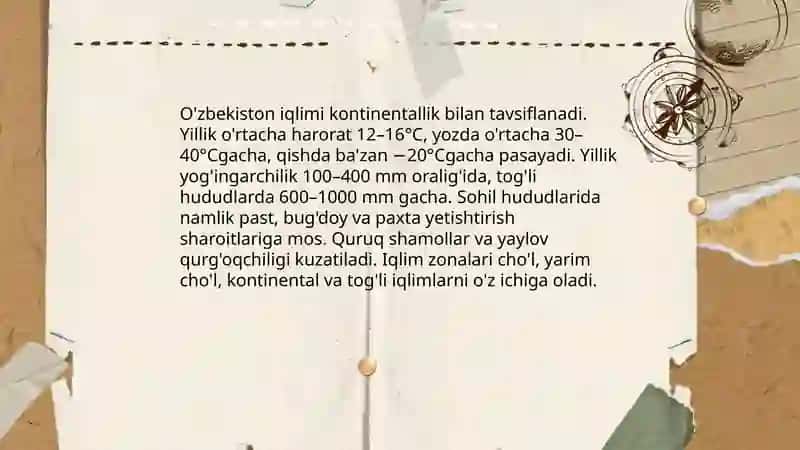 O'zbekiston iqlimiga umumiy tavsif 3