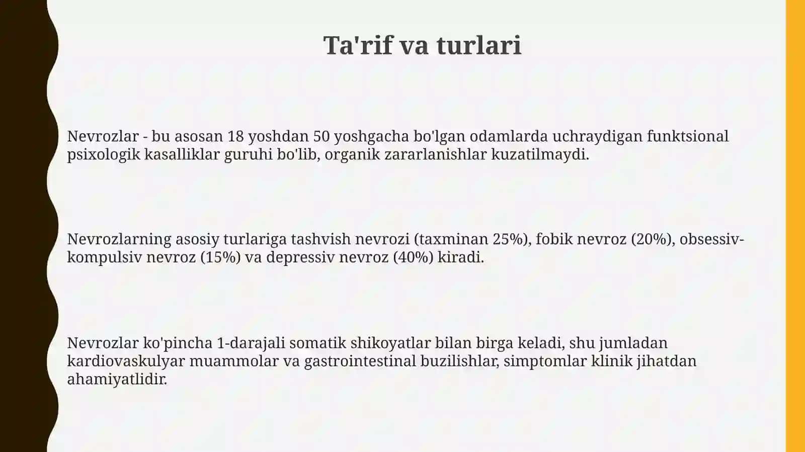 Nevrozlar: Ta'rif, turlari va klinik ko'rinishlari 3