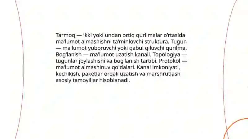 Tarmoq tushunchasi va uning turlari 3