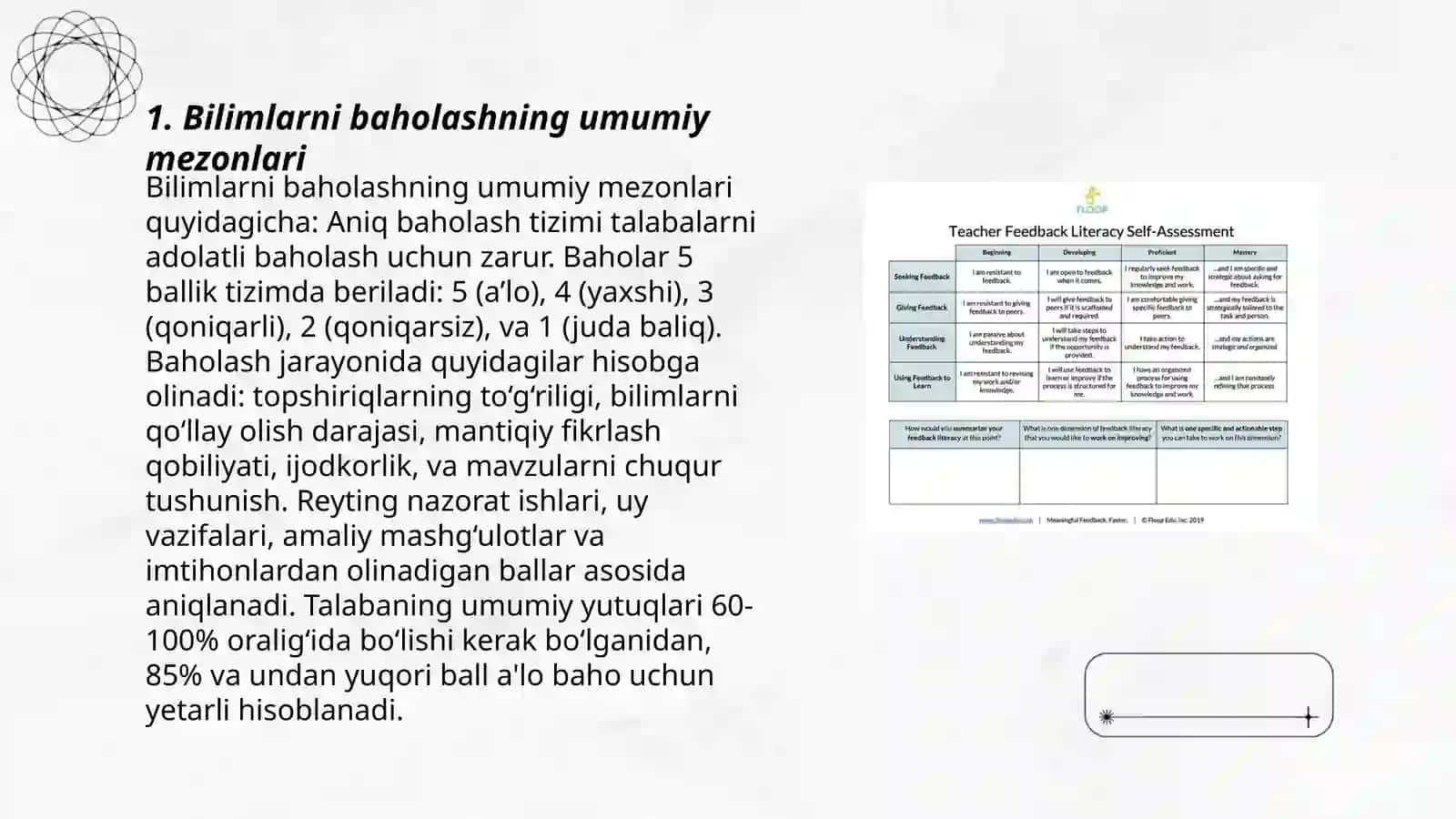 Bilim koʻnikma va malakalarni baholash mezonlari 3