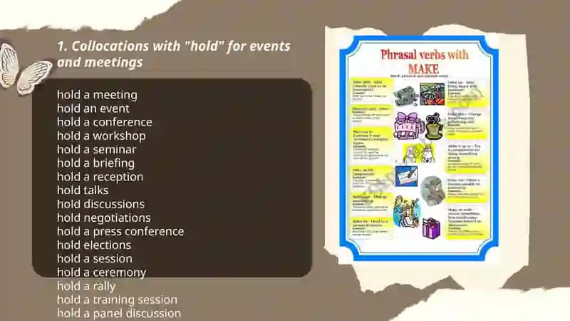 Collocations with "hold" for events and meetings 3