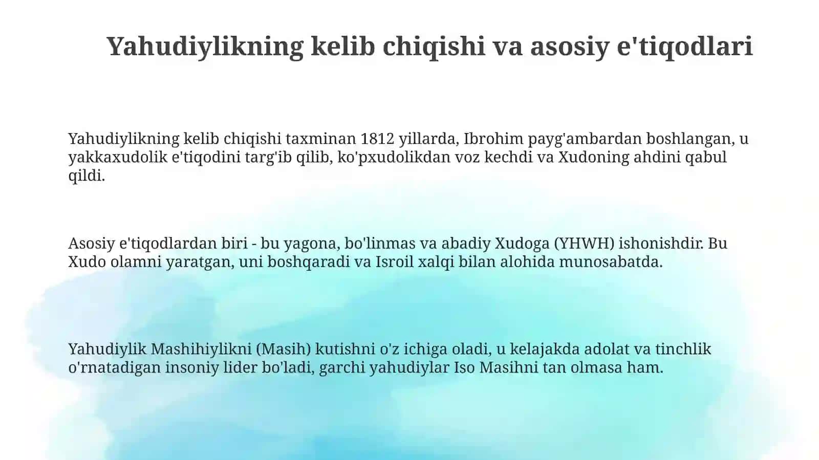 Yahudiylik dinining xususiyatlari 3