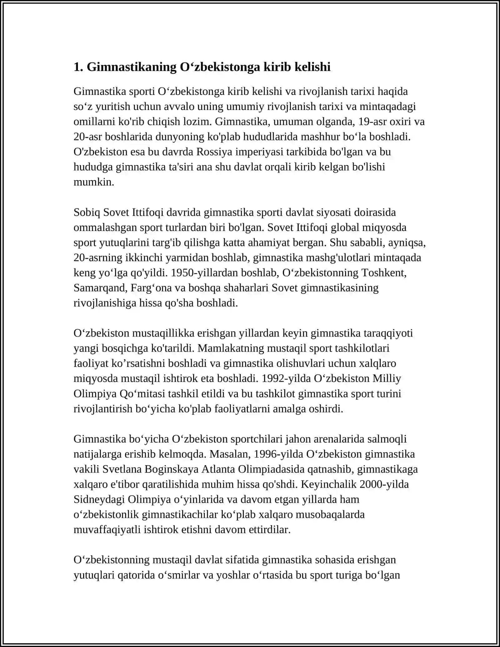 O'zbekistonda Gimnastikaning Rivojlanishi Tarixi 3