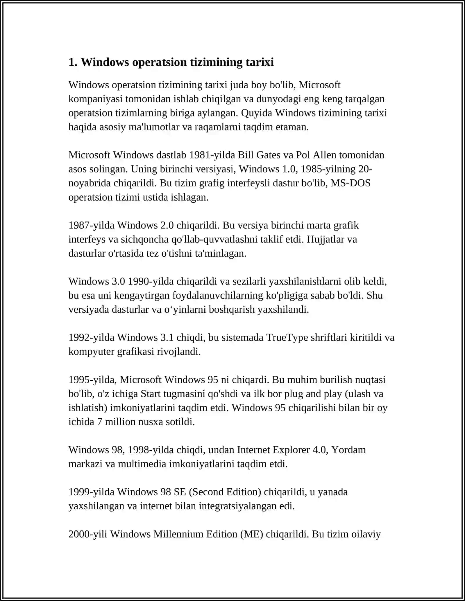 WINDOWS OPERATSION TIZIMI HAQIDA UMUMIY MAʼLUMOT 3