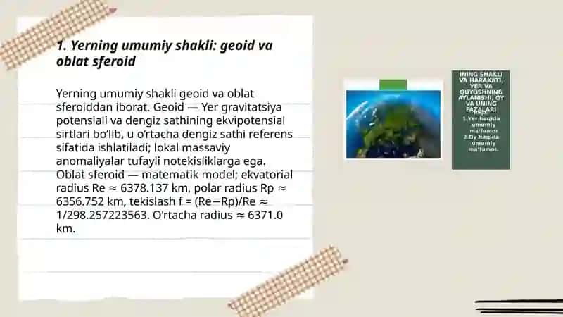 Yerning umumiy shakli: geoid va oblat sferoid 3