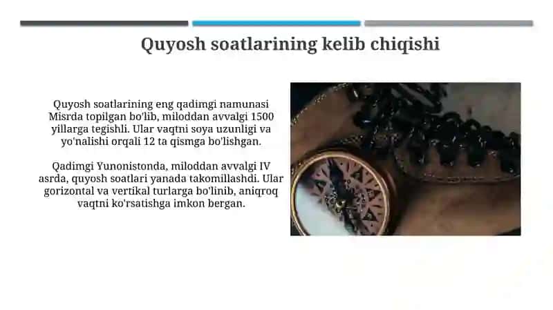 Quyosh soatlarining kelib chiqishi 3