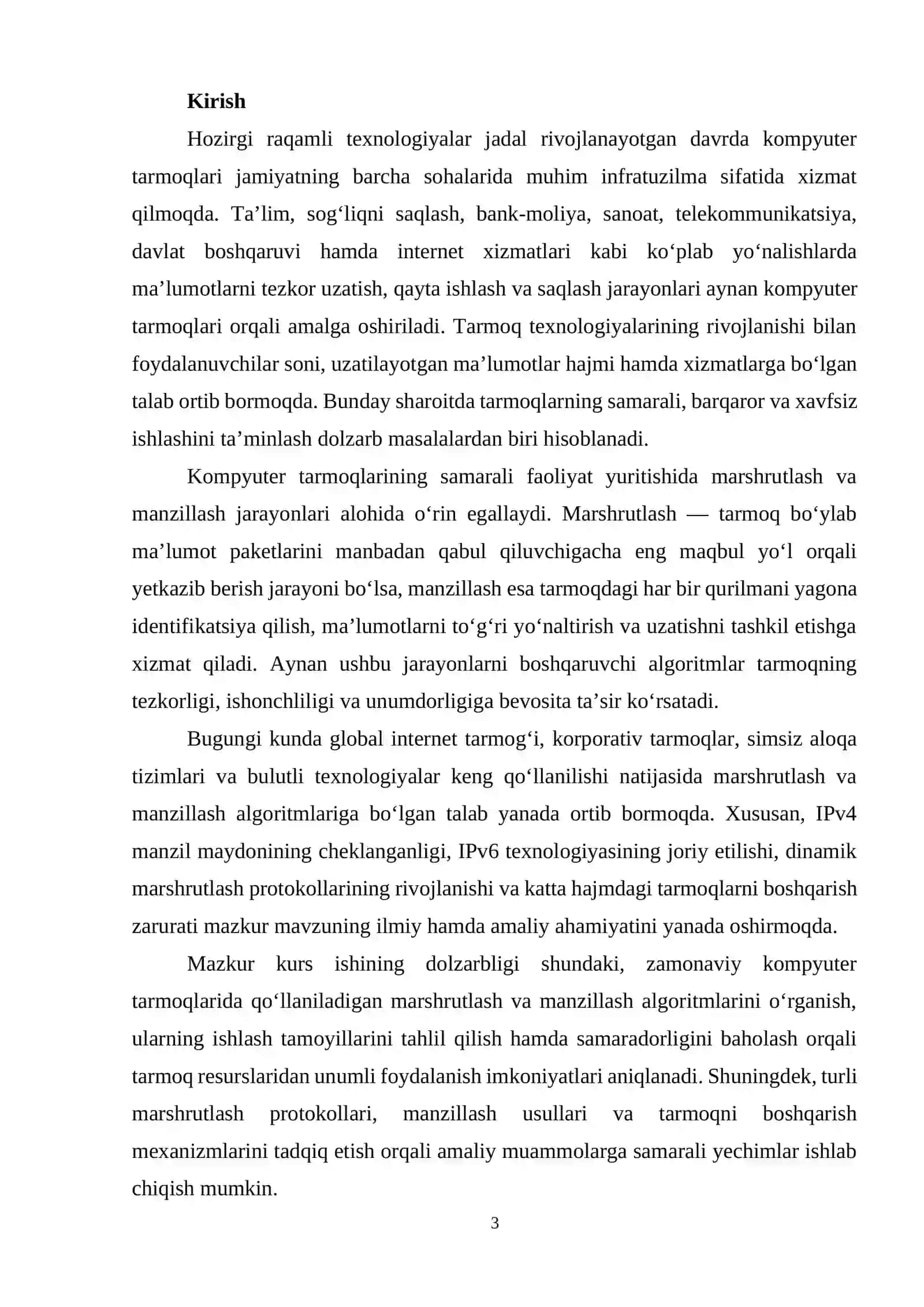 Tarmoqlar uchun algoritmlar: marshrutlash va manzillash 3