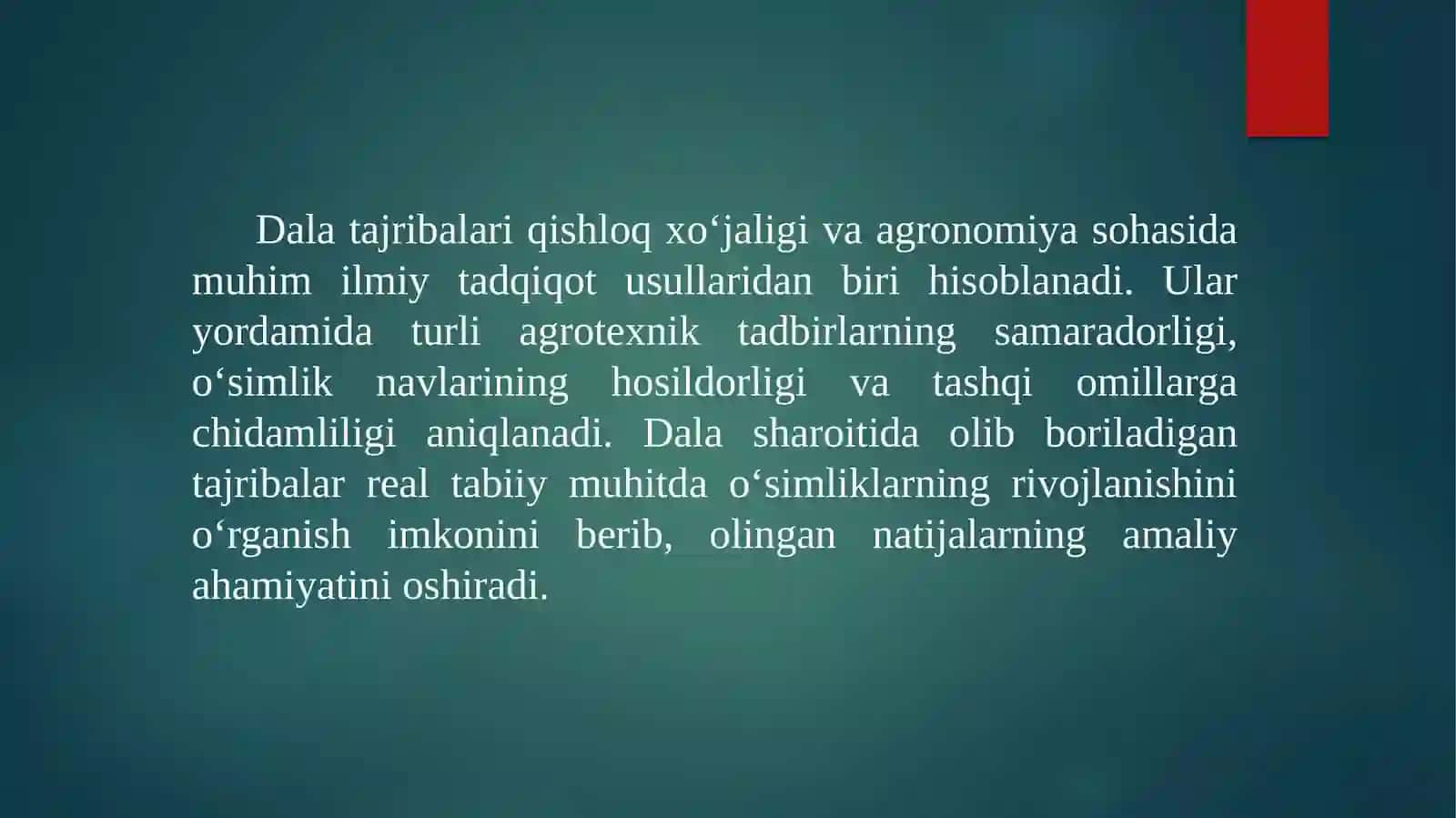 Dalatajribasi uchun yer tanlash 3