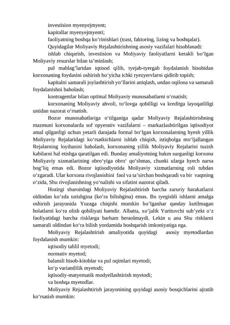Moliyaviy Rejalashtirish va bashoratlash 3