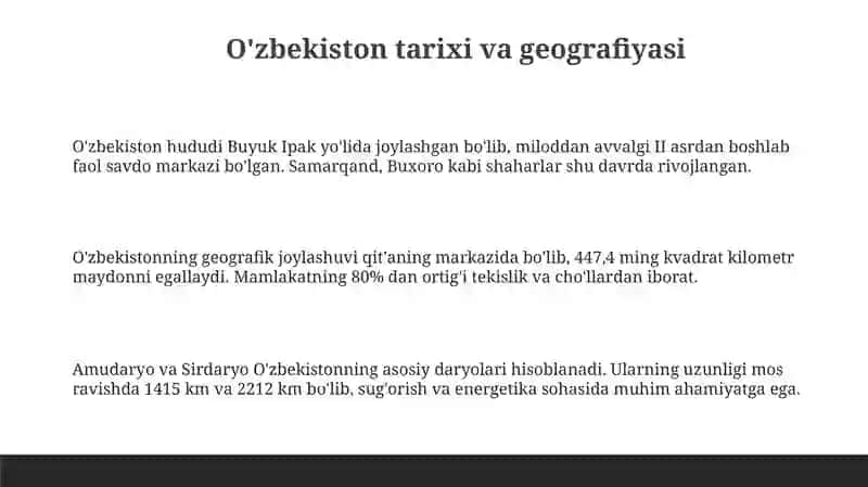 O'zbekiston haqida ma'lumot 3