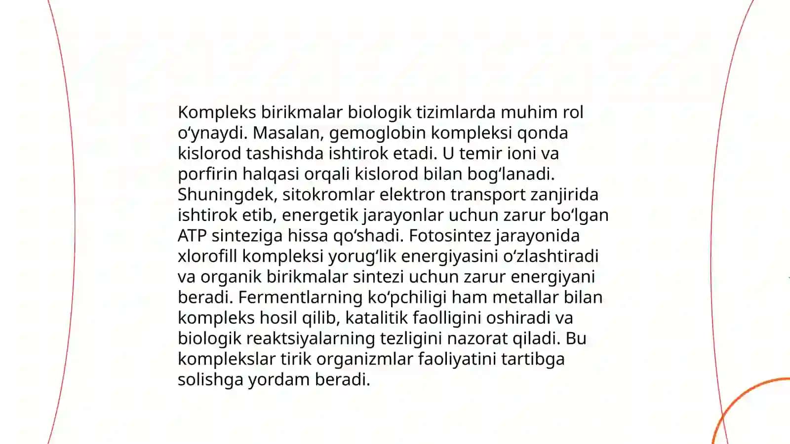 Kompleks birikmalarning organizmdagi ròli 3