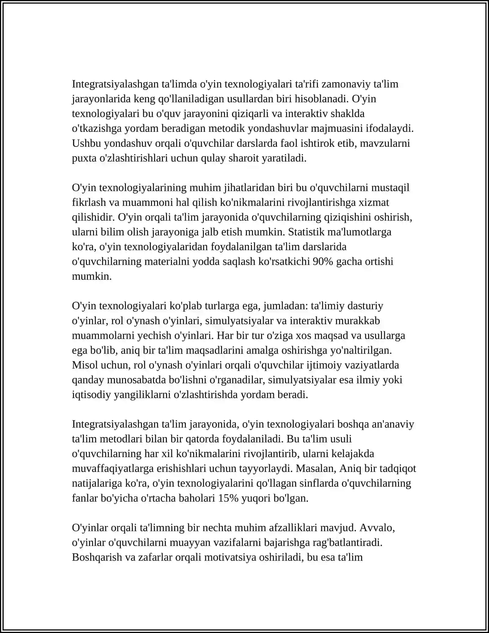 INTEGRATSIYALASHGAN TA‘LIMDA O‘YIN TEXNOLOGIYALARI 3