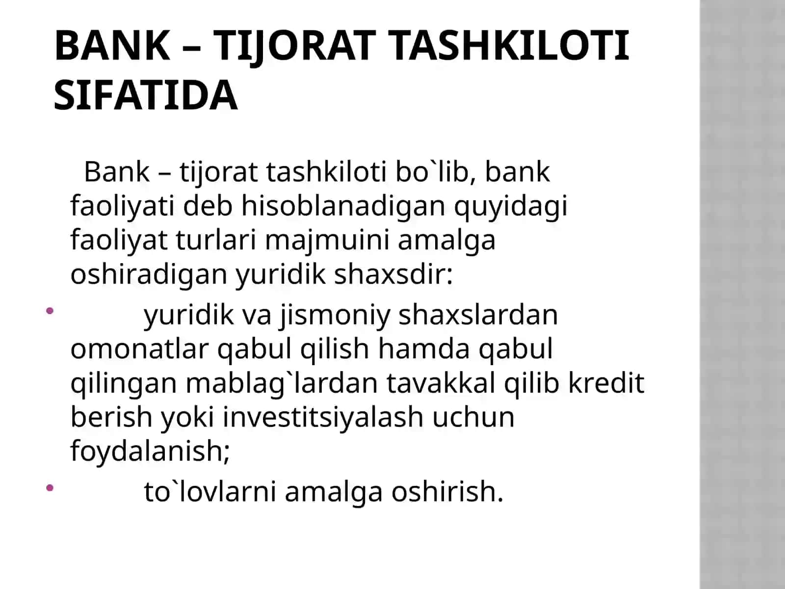 Banklarning moliya bozorlaridagi faoliyati 3