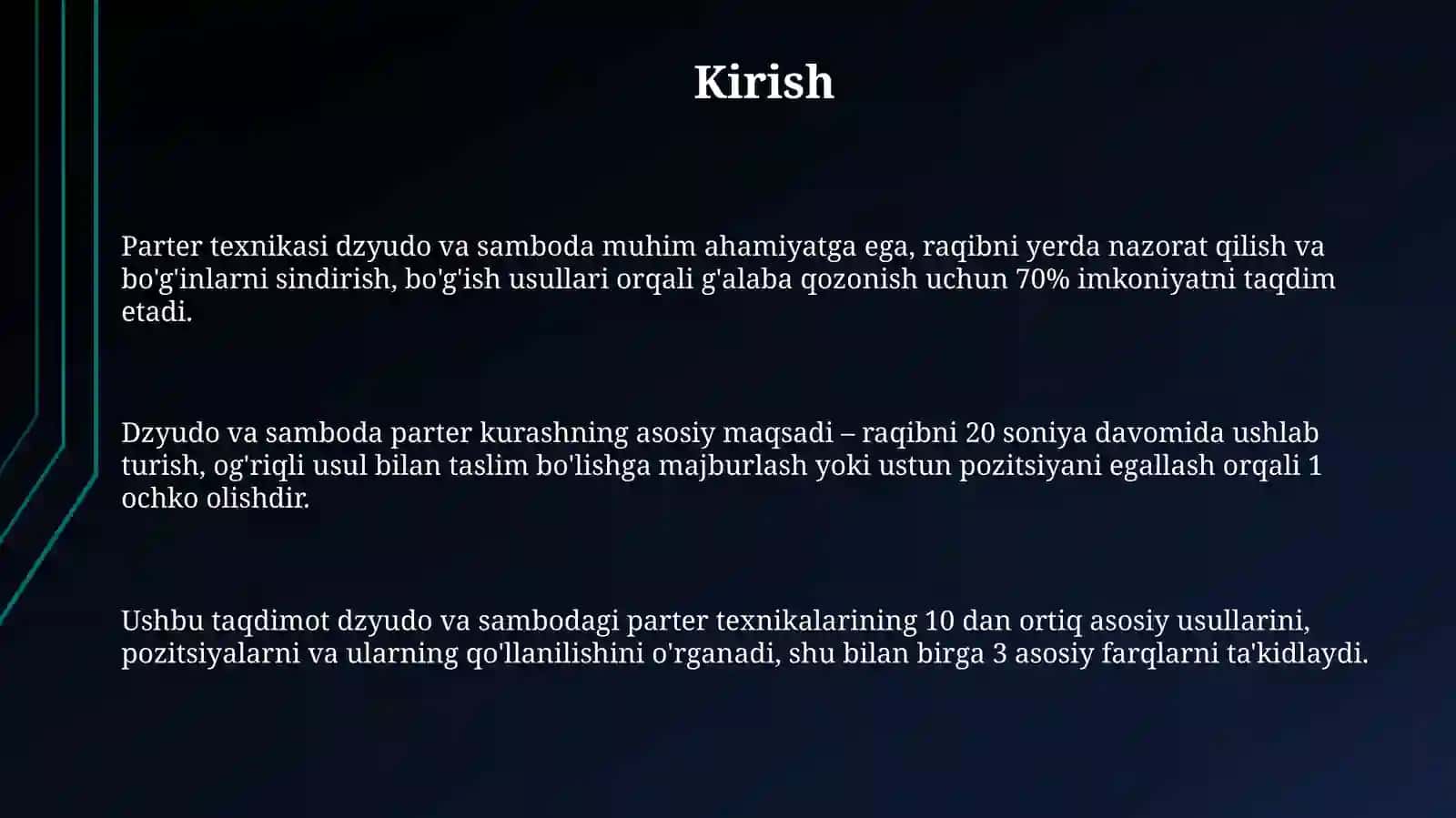 Dzyudo va sambo kurashlarda parterusullari 3