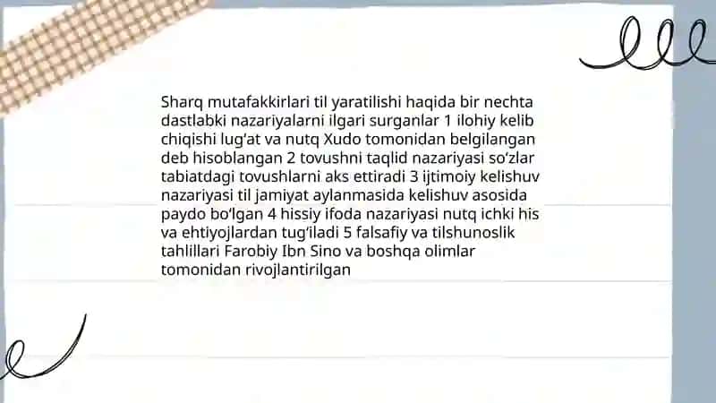 Sharq mutafakkirlarining til shakllanishiga oid qarashlari 3