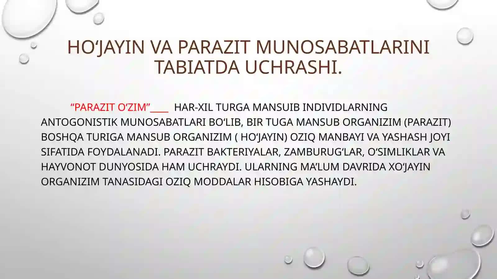 Parazit Xoʻjayin munosabatlari 3