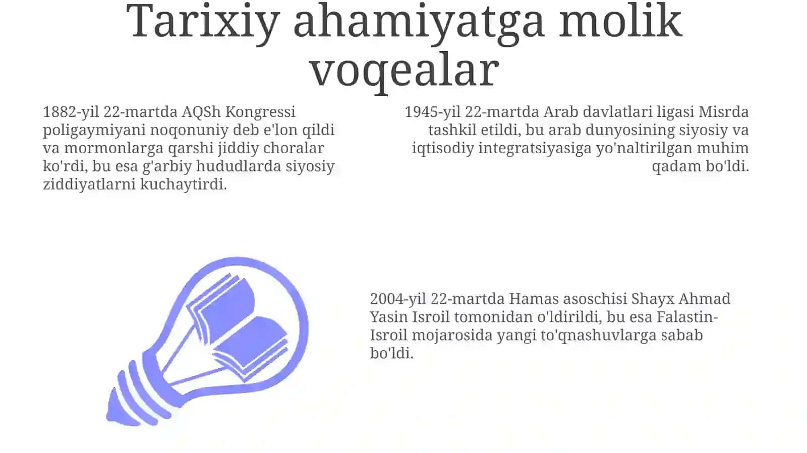 22-Mart: Tarixiy Voqealar Va Bayramlar 3
