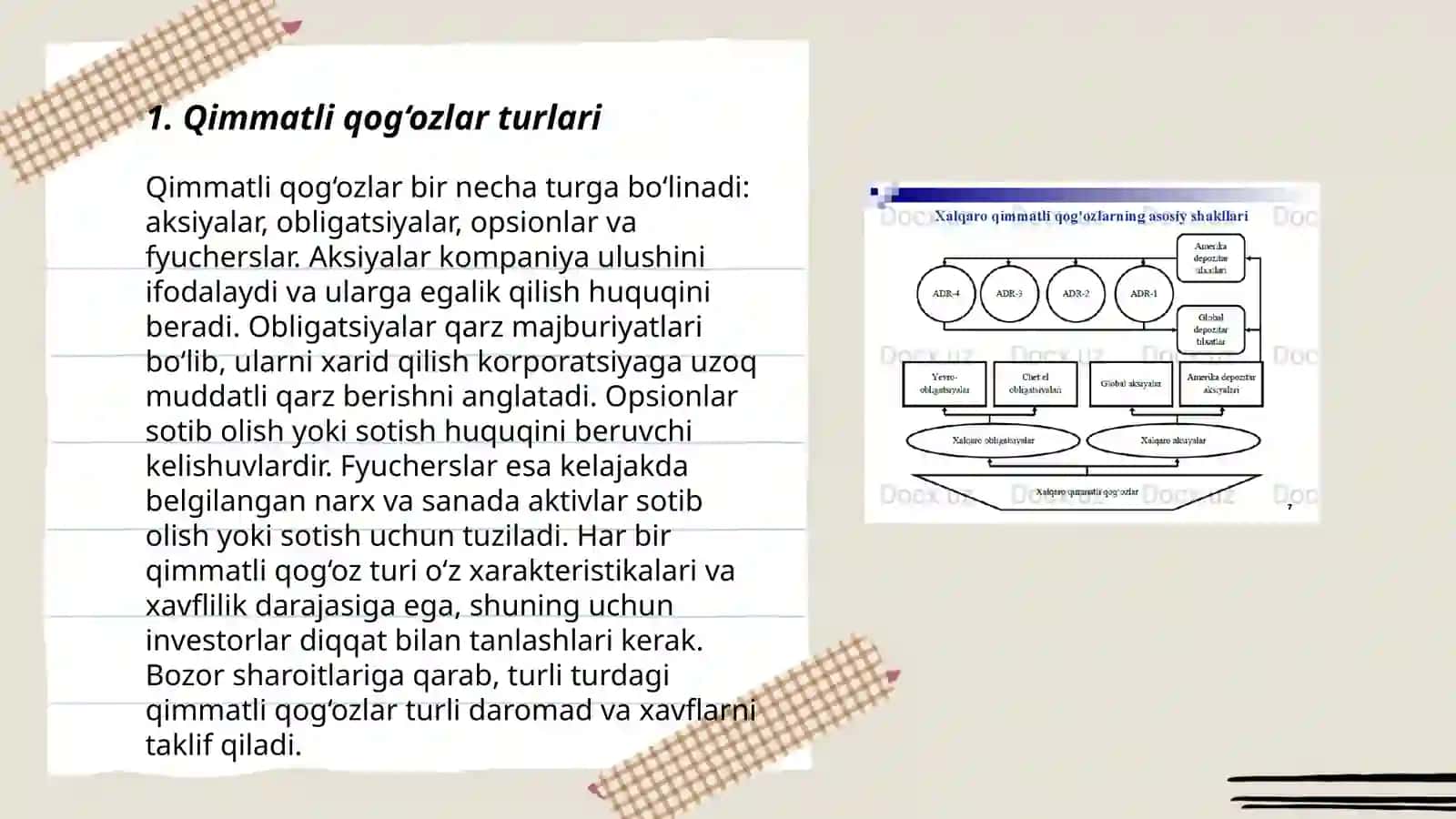 Qimmatli qog‘ozlarning turkumlanishi va baholanishi 3