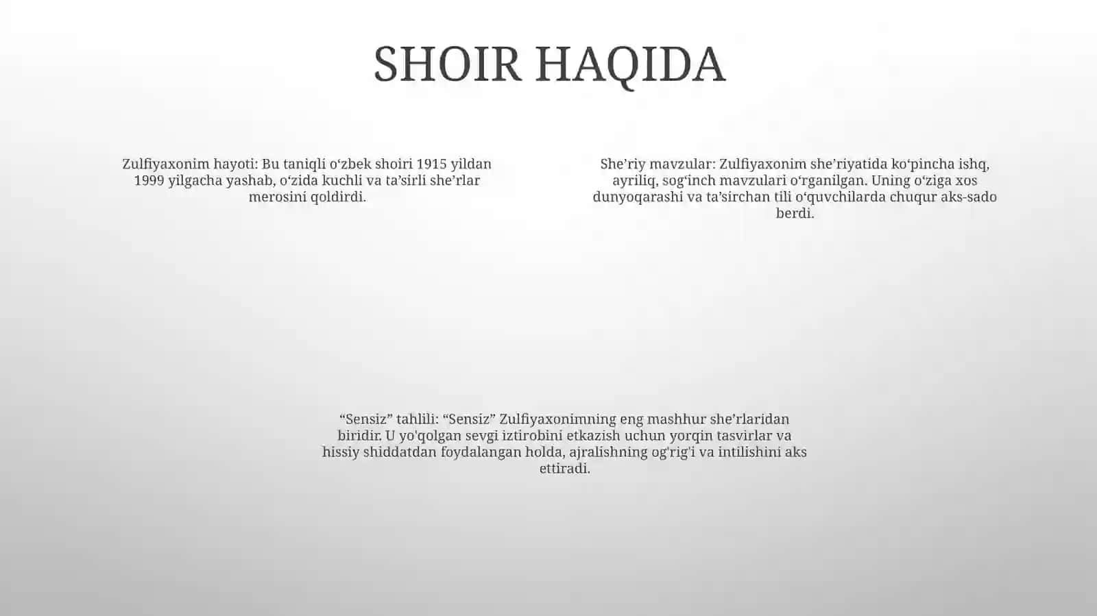 Sensiz (Zulfiyaxonim "Sensiz" She'Ri Tahlili) 3